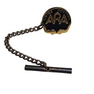 ARA Living Centers Tie Tack Pin Vintage Gold Tone Black Chain Bar